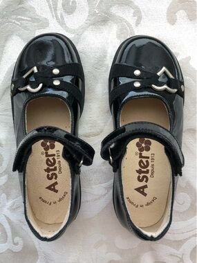 Aster Black Patent Leather Mary Jane Shoes Size EU28/US11